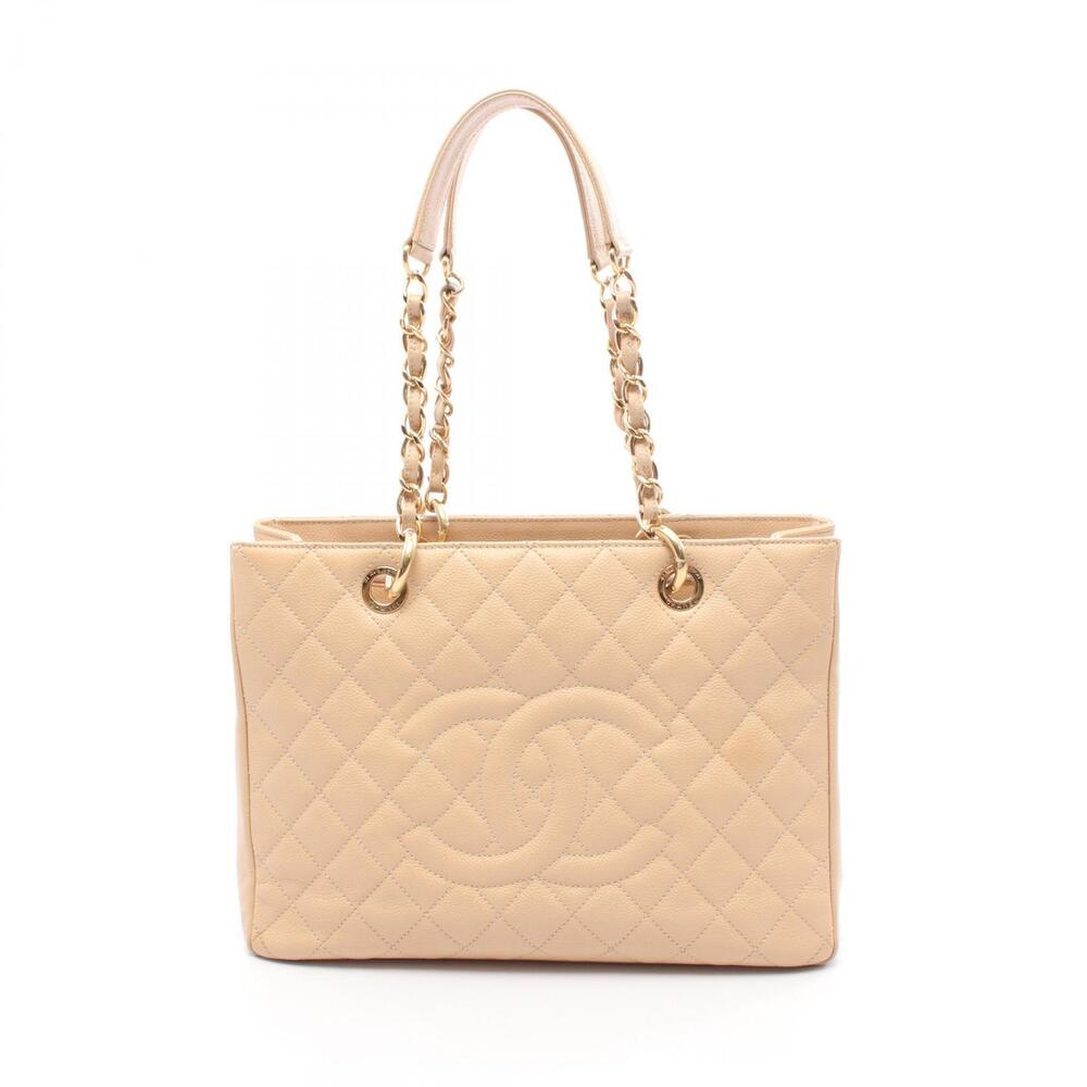 Chanel Matelasse Grand Shopping GST Tote Bag Calfskin Beige
